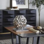 Cosmoliving By Cosmopolitan Silver Aluminum Geometric Faceted Vase