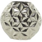 Cosmoliving By Cosmopolitan Silver Aluminum Geometric Faceted Vase - Image 3