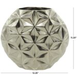 Cosmoliving By Cosmopolitan Silver Aluminum Geometric Faceted Vase - Image 4