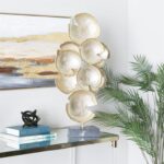 Gold Aluminium Abstract Layered Disk Sculpture with Black Base