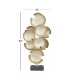 Gold Aluminium Abstract Layered Disk Sculpture with Black Base - Image 4