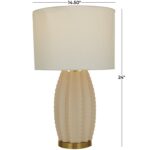 Cream Ceramic Gourd Style Base Table Lamp with Drum Shade - Image 4