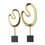 Gold Marble Abstract Sculpture with Black Base, Set of 2 - Image 3
