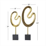 Gold Marble Abstract Sculpture with Black Base, Set of 2 - Image 4