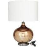 Glass Gourd Style Base Table Lamp with Drum Shade - Image 2