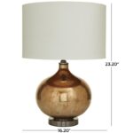 Glass Gourd Style Base Table Lamp with Drum Shade - Image 4