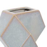 Faceted Blue Ceramic Vase with Diamond Shapes, Set of 2 - Image 2