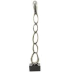 Silver Aluminum Abstract Tall Linked Floor Sculpture with Black Base - Image 3