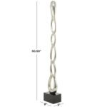 Silver Aluminum Abstract Tall Linked Floor Sculpture with Black Base - Image 4