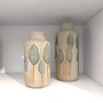 Beige Ceramic Leaf Vase, Set of 2 - Image 2