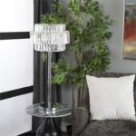Silver Metal Table Lamp with Crystal Embellishments