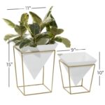 White Metal Indoor Outdoor Planter with Removable Stand, Set of 2 - Image 5