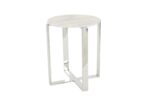White Marble Accent Table with Silver Metal Legs - Image 4