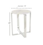White Marble Accent Table with Silver Metal Legs - Image 6