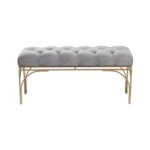 Gray Metal Bench with Velvet Seat - Image 2