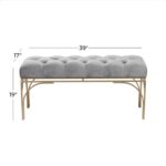 Gray Metal Bench with Velvet Seat - Image 4