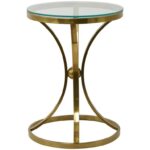 Gold Stainless Steel Hourglass Shaped Stand Accent Table with Clear Glass Top - Image 3