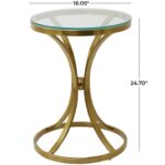 Gold Stainless Steel Hourglass Shaped Stand Accent Table with Clear Glass Top - Image 4