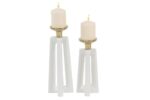 White Ceramic Candle Holder, Set of 2 - Image 2