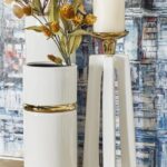 White Ceramic Candle Holder, Set of 2