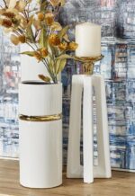 White Ceramic Candle Holder, Set of 2