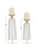 White Ceramic Candle Holder, Set of 2 - Image 4