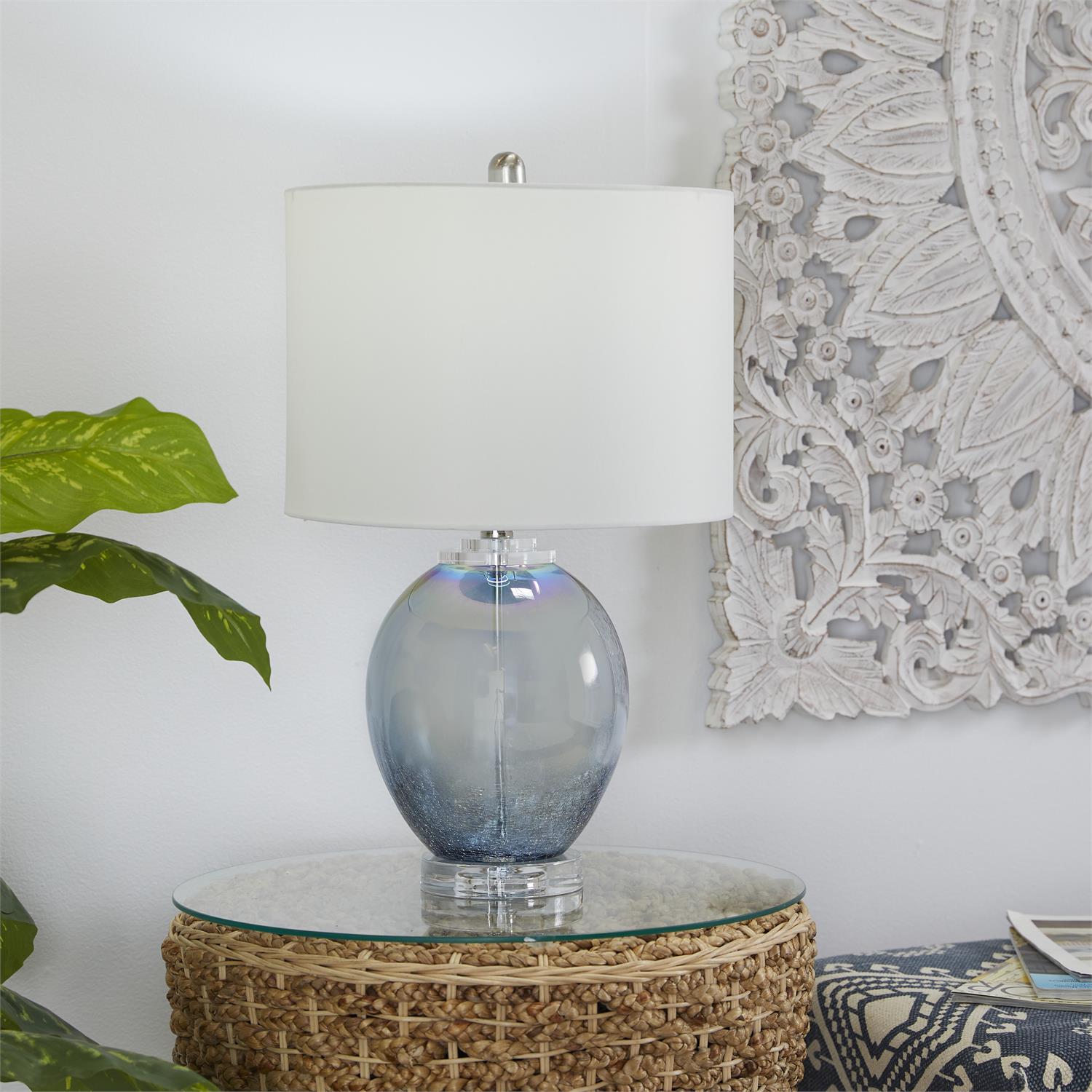70116_3 Blue Glass Table Lamp - Image 1