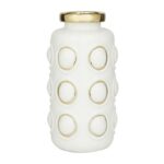 White Ceramic Vase with Gold Circle Accents - Image 2