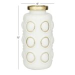 White Ceramic Vase with Gold Circle Accents - Image 3