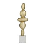 Gold Aluminum Abstract Stacked Sculpture with Marble Base - Image 2