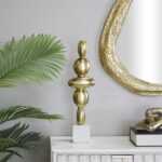 Gold Aluminum Abstract Stacked Sculpture with Marble Base