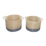 Set of 2 Brown Sea Grass Contemporary Storage Basket - Image 3