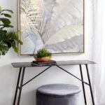 Brown Canvas Leaf Palm Framed Wall Art with Gold Frame