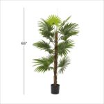 Green Faux Foliage Livistona Palm Artificial Tree with Black Plastic Pot - Image 4