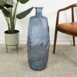 Blue Recycled Glass Tall Spanish Bottleneck Vase