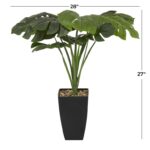 Green Faux Foliage Monstera Artificial Plant with Black Tapered Pot - Image 4