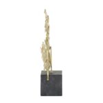 Gold Polystone Floral Handmade Sculpture with Black Block Base - Image 3