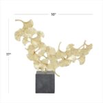 Gold Polystone Floral Handmade Sculpture with Black Block Base - Image 5