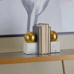 Gold Marble Orb Bookends