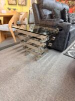 Square Glass Top End Table W/Stainless Steel Base - Image 3