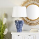 Dark Blue Ceramic Fish Table Lamp