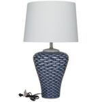 Dark Blue Ceramic Fish Table Lamp - Image 2