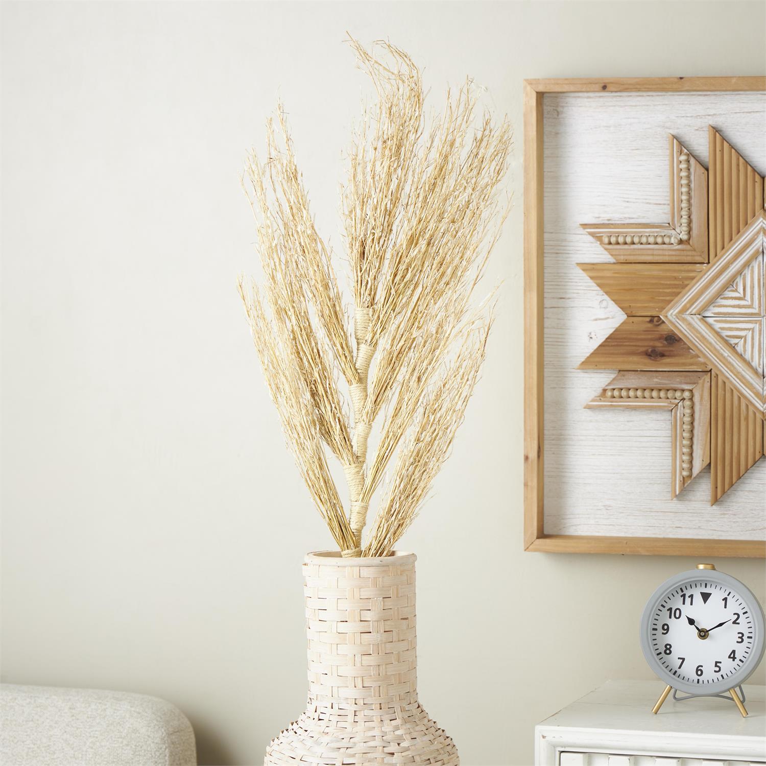 10778_3 Brown Dried Plant Palm Leaf Tall Home Decor Natural Foliage with Grass - Image 1