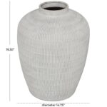 Cream Ceramic Textured Decorative Vase with Linear Pattern - Image 3