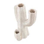 Cream Resin Cactus Tall Textured Indoor-Outdoor Planter - Image 2