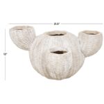 Cream Resin Cactus Wide Textured Indoor-Outdoor Planter - Image 3