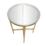 Gold Aluminum Metal Textured Side End Accent Table with Glass Tabletop - Image 2