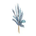 Blue Metal Leaf Bundle Home Wall Decor with Gold Stems - Image 2
