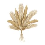 Blue Metal Leaf Bundle Home Wall Decor with Gold Stems - Image 3
