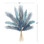 Blue Metal Leaf Bundle Home Wall Decor with Gold Stems - Image 4